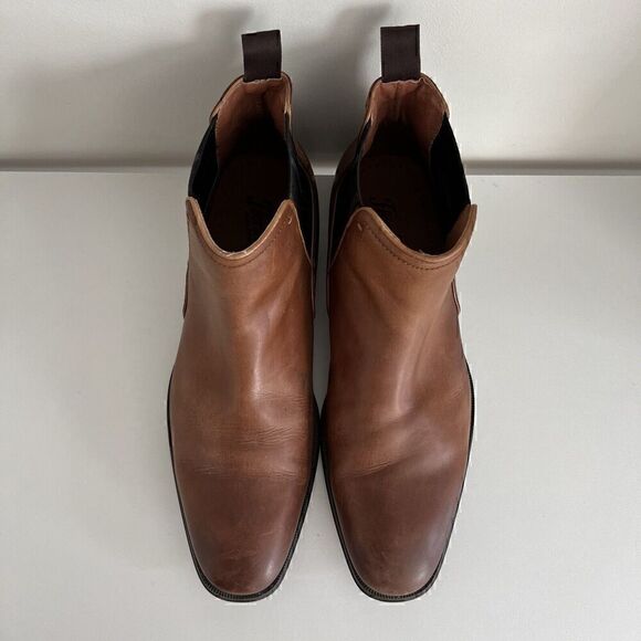 Florsheim Men's Beat Plain Toe Gore Chelsea Boots Size 8 Cognac Brown Leather - Picture 7 of 13